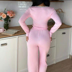 Pembe Fiyonk Detaylı Pijama Takımı