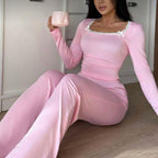 Pembe Fiyonk Detaylı Pijama Takımı