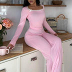 Pembe Fiyonk Detaylı Pijama Takımı