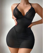 Kadın Siyah Yumuşak Tüllü İncili Büzgülü Gecelik